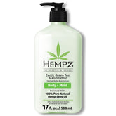 Hempz Green Tea & Asian Pear lotion bottle shows quick-absorbing hydration in action