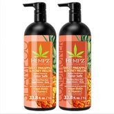 Hempz hair shampoo pump bottle with Sweet Pineapple & Honey Melon scent, color-safe hydration.