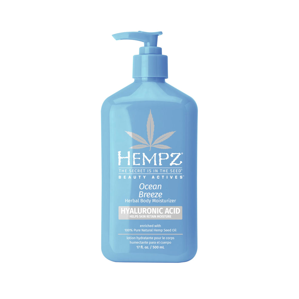 Hempz Ocean Breeze lotion pump offers quick daily hydration for smooth, refreshed skin.
