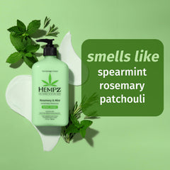 Hempz Rosemary & Mint label front emphasizes natural ingredients and vegan care