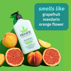 Hempz whipped body crème application on hands demonstrates easy hydration.