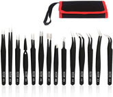 HengTianMei precision tweezers in case for electronics repair and jewelry crafting