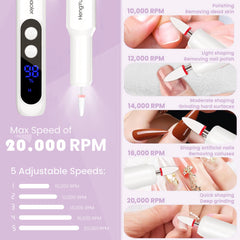HengYuaoler pink nail drill LED display shows speed and direction for control