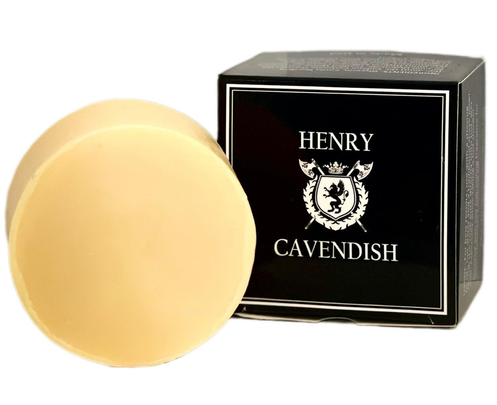 Henry Cavendish Himalaya shaving soap puck ready to lather for a smooth shave.