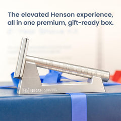 Henson AL13 razor closeup shows aerospace aluminum for precise grooming