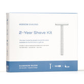 Henson AL13 razor and stand bundle on display for a complete shaving routine