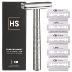 Henson Shaving Razor aluminum body highlights durable everyday shaving
