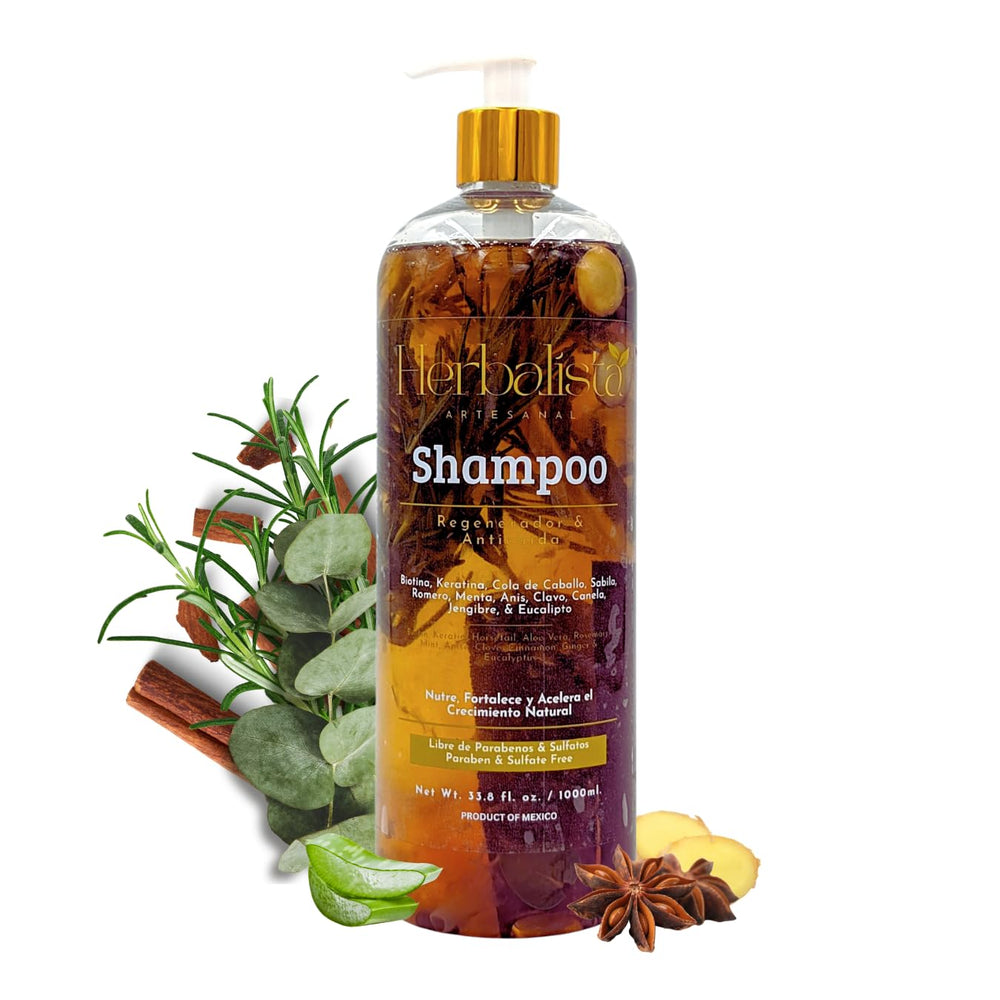 HERBALISTA Viral Shampoo bottle front features real botanicals for healthier-looking hair.