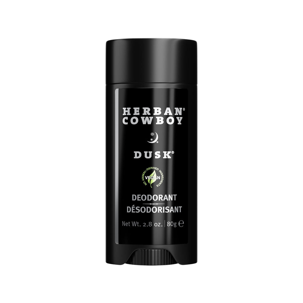 Herban Cowboy Dusk deodorant bottle showing aloe infusion for everyday freshness