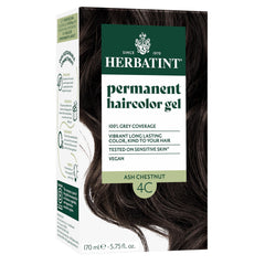 Herbatint 4C Ash Chestnut bottle shows ammonia-free color option for natural results.