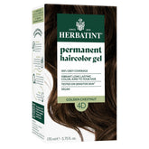 Herbatint permanent hair dye 4D Golden Chestnut application demonstrates even coverage for resistant gray hair.