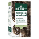 Herbatint 7C Ash Blonde permanent dye bottle highlights ammonia-free formula for safer at-home color.