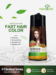 Herbishh color shampoo chestnut brown color swatches highlight natural-looking shade options