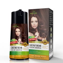 Herbishh color shampoo gray hair application demonstrates easy, mess-free color touch-ups