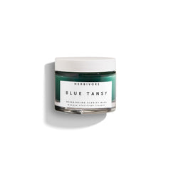 HERBIVORE Blue Tansy Clarity Mask jar close-up highlighting pore refinement