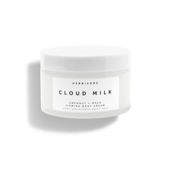 HERBIVORE Cloud Milk Coconut Maca Firming Cream bottle shows fast-absorbing hydration