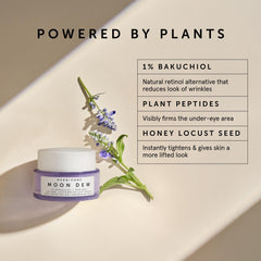 HERBIVORE Moon Dew peptides cream lid closeup highlights firming potential for the eye area