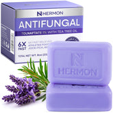 Hermon Antifungal Soap Tea Tree Oil Pour shows soothing lather for post-workout skin support.