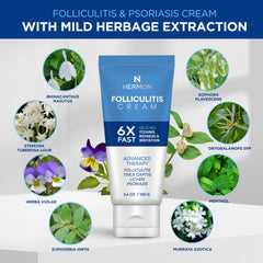 Hermon Folliculitis Cream texture close-up conveys smooth, fast-absorbing hydration.