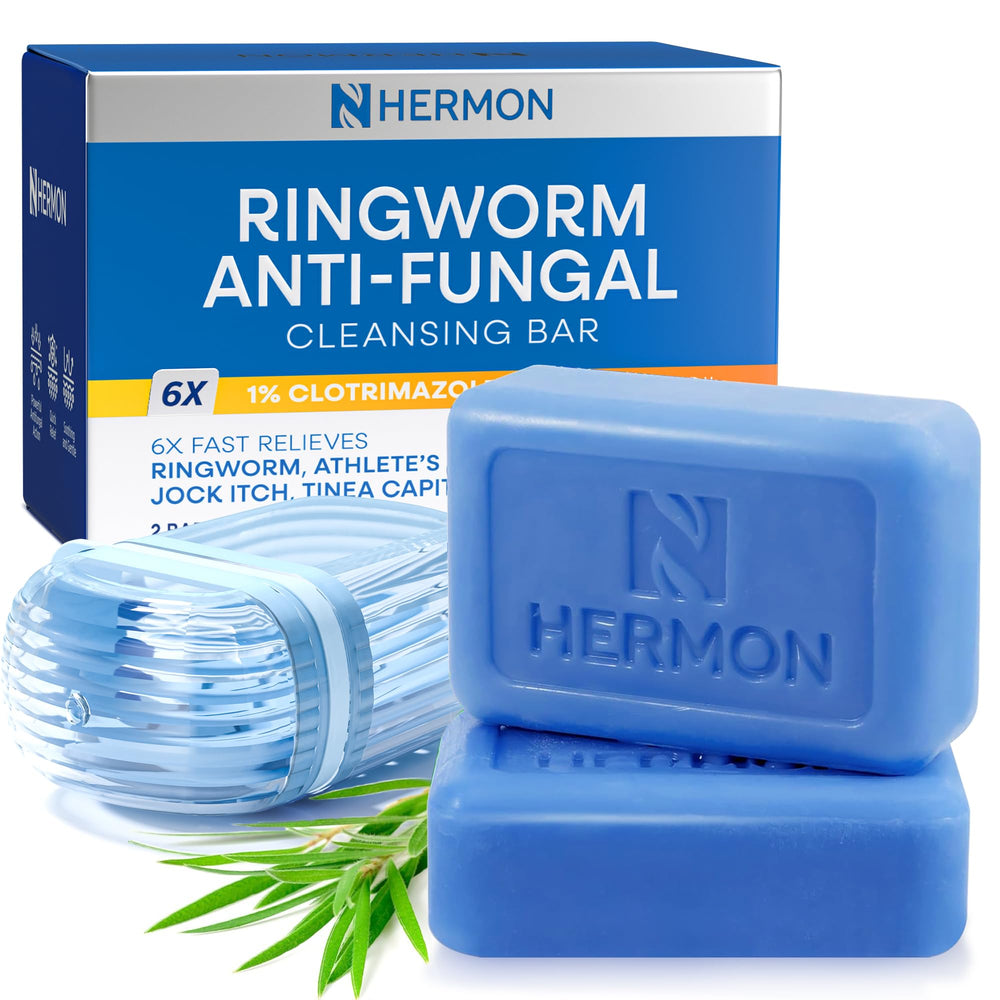Hermon powerful ringworm soap packaging shows a 2-pack for daily use.