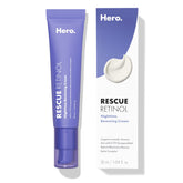 Hero Cosmetics Rescue Retinol Nighttime Cream jar closeup showing smooth texture for even skin.