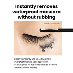 Heroine Make Speedy Mascara Remover in use around the eye for easy removal