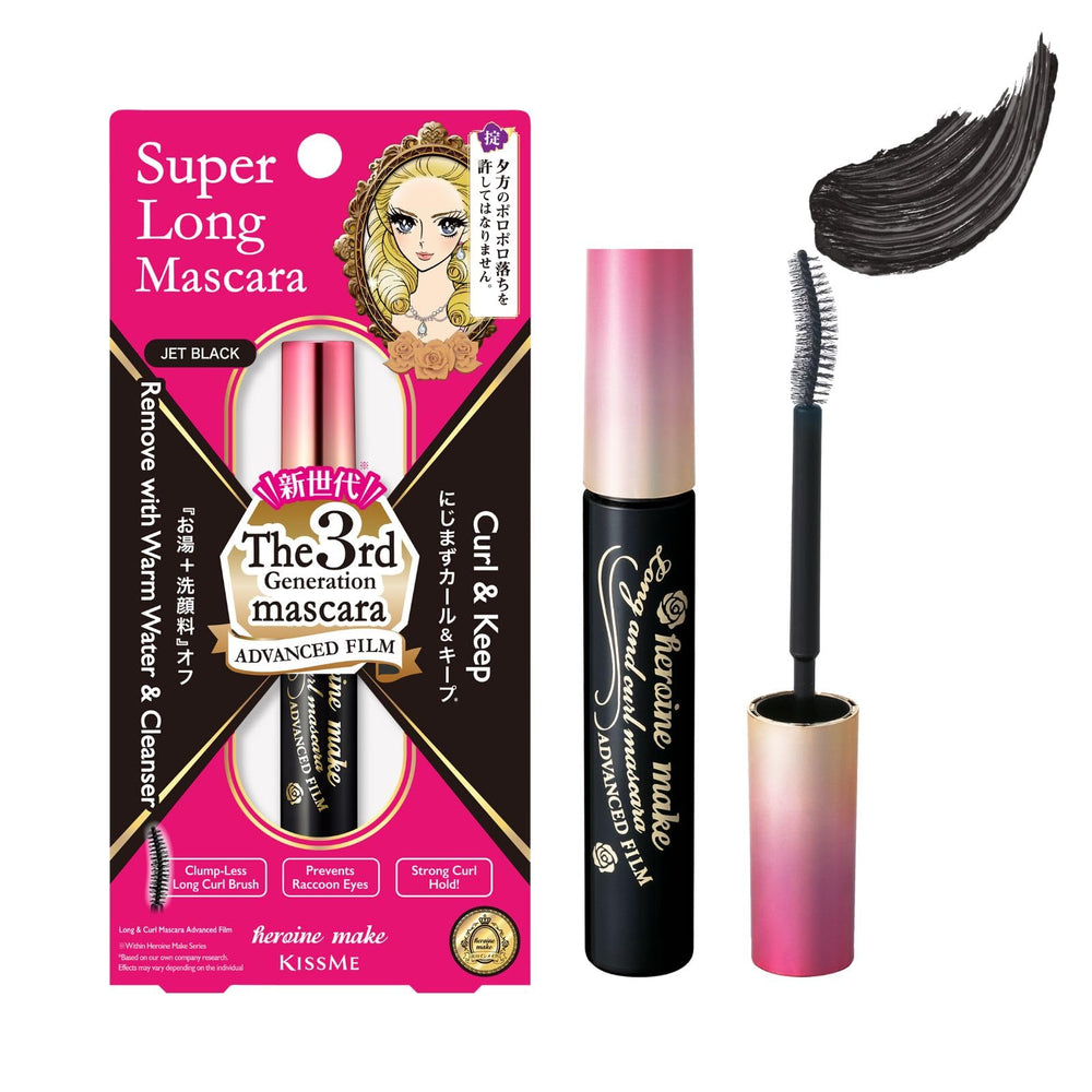 Heroine Make Tubing Mascara Waterproof close-up showing lasting definition for all-day wear.