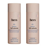 HERS Full Volume Shampoo bottle Coastal Cedar Citron provides lightweight lift for fine hair.