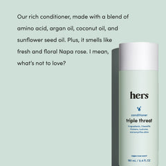 Hims & Hers triple-threat set box displayed as complete hair-care system