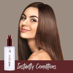 HerStyler Serum 4 Pack gloss shot highlighting instant shine on hair.