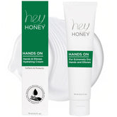 Hey Honey hand cream tube close-up showing rich hydration for dry hands