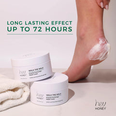Hey Honey Walk the Walk being massaged into dry heels