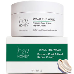Hey Honey Walk the Walk cream packaging for foot care hydration