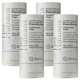 Hey Humans aluminum-free deodorant packaging on recyclable paper for eco-friendly use