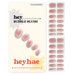 Heyhae semi-cured gel nail strips in summer marble pink for at-home salon-quality nails.