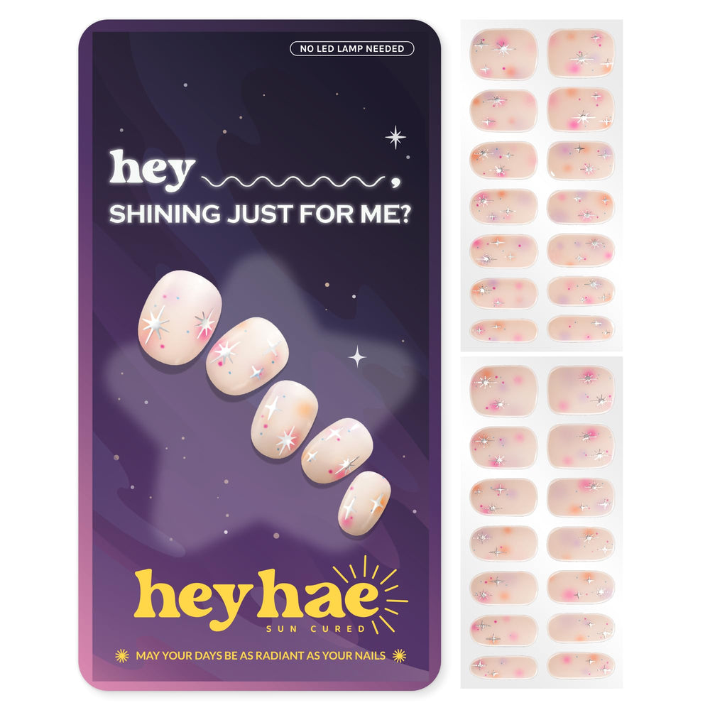 Heyhae semi cured gel nail strips sunlit pink for quick salon-like nails.