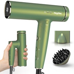 Heylike high-speed plasma ion hair dryer front view highlights fast drying capability.