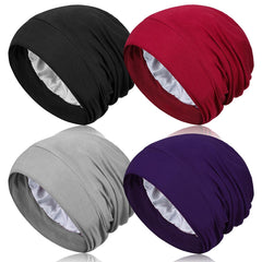 Heywhose satin-lined sleep bonnet closeup showing silky interior for frizz protection
