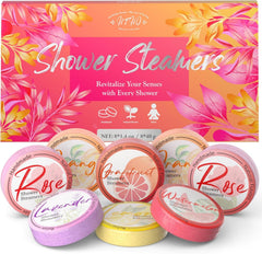 HFHO shower steamers orange fragrance pack on display for uplifting mood