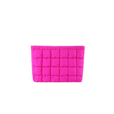 HFLZBRO Puffy makeup bag front view in rose color highlighting quilted texture and compact travel-ready design