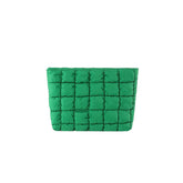 HFLZBRO Puffy makeup bag green top zip keeps cosmetics organized on the go.