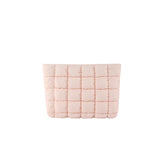HFLZBRO Puffy quilted makeup bag pink front view shows chic design and portability.