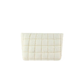 HFLZBRO Puffy quilted makeup bag in white for on-the-go organization