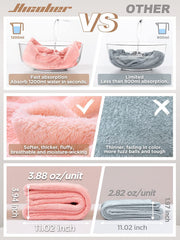 Hicober microfiber hair towel wrap grey demonstrates gentle air-drying with less frizz