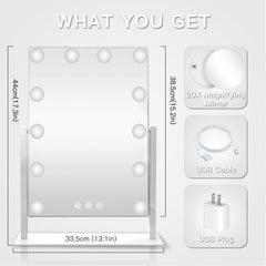 HIEEY Hollywood makeup mirror showing three-color lighting modes for different scenes