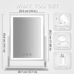 HIEEY lighted makeup mirror side view for space-saving setup and easy positioning
