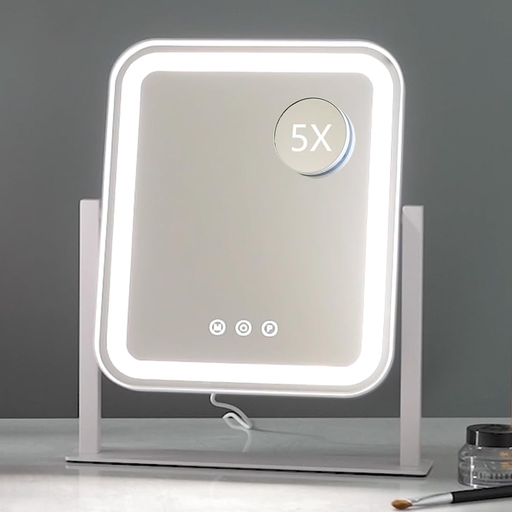 HIEEY vanity mirror with lights, front view shows even makeup-ready illumination.
