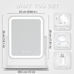 HIEEY vanity mirror lights side view highlights rotation for flexible makeup angles.