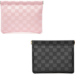 HIGH FIT leather pocket cosmetic bag - purse view showing slim, on-the-go organization.
