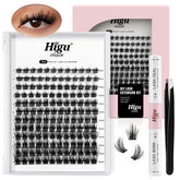 Higu clace Lash-Clusters-Kit box open showing 144 clusters for at-home styling.